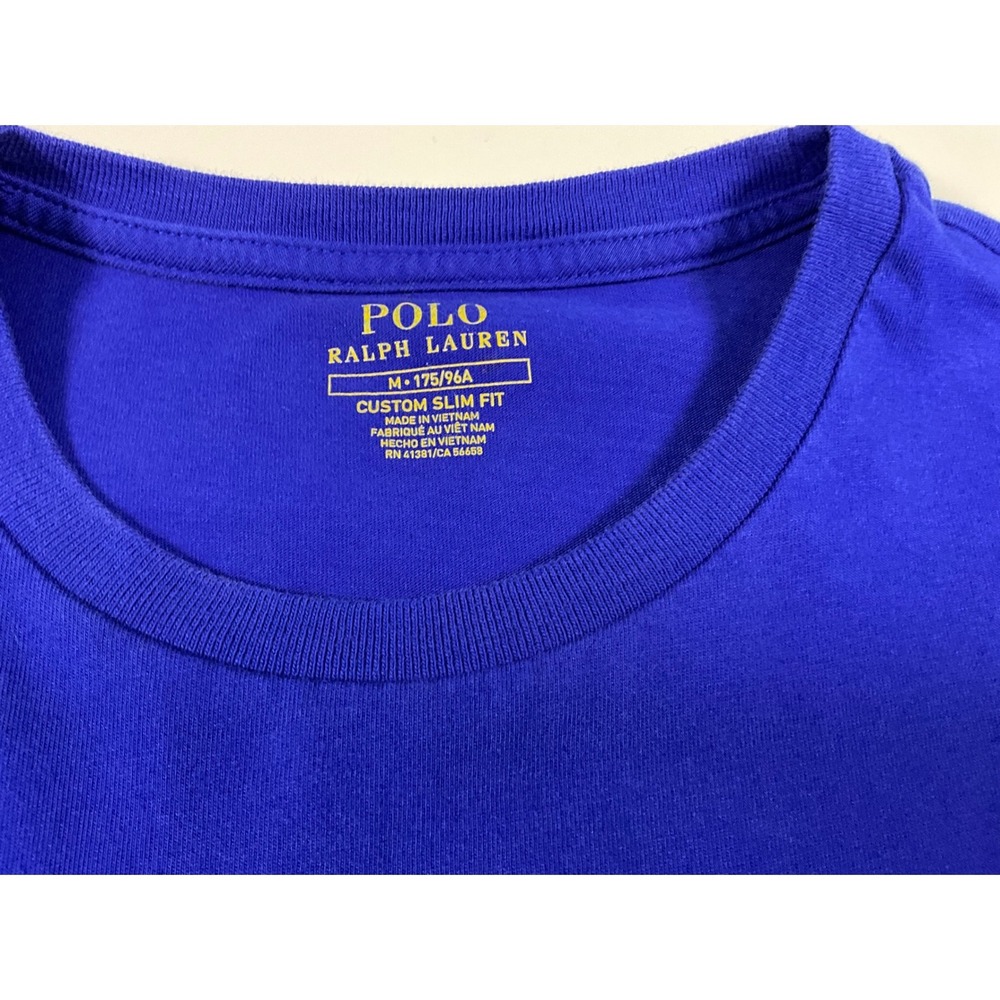 Polo Ralph Lauren Mens Custom Slim Fit Long Sleeve Blue T-Shirt Red Pony Size M - Picture 4 of 14